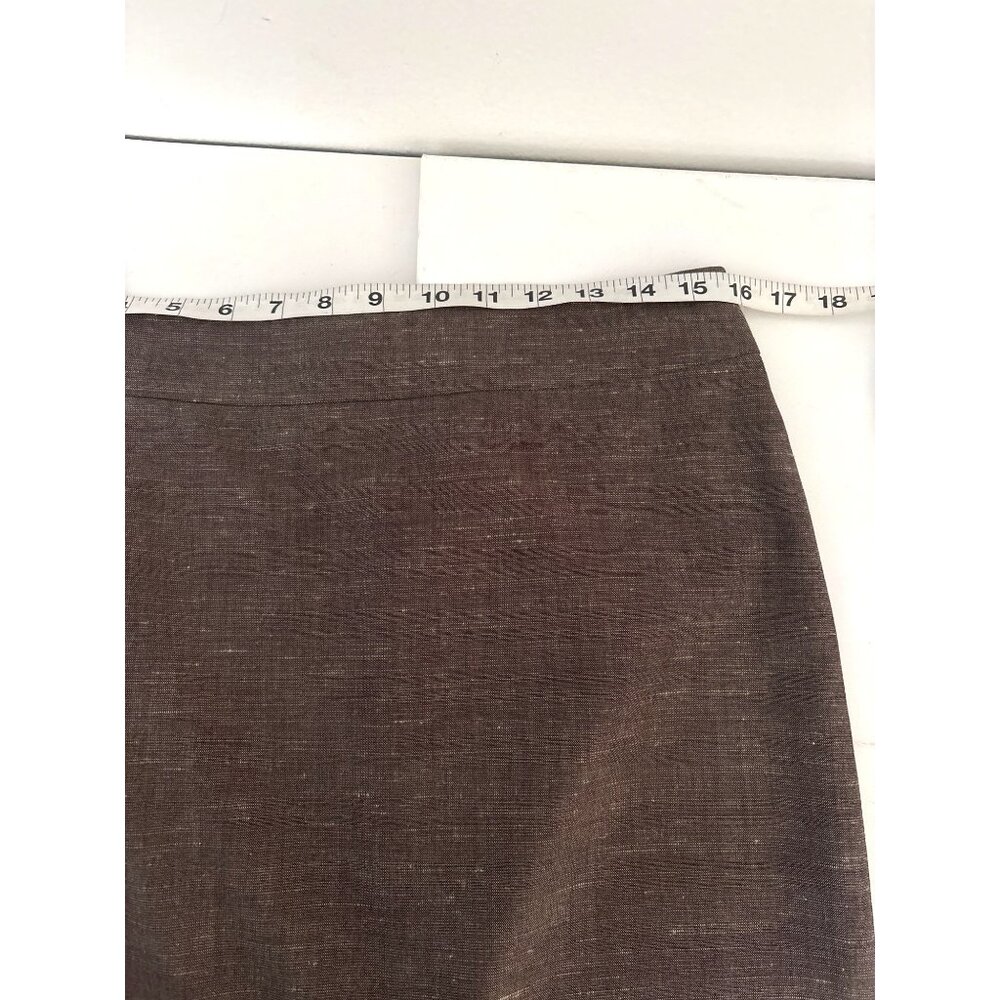 Quiet Luxury Tailored Skirt 8 by Classiques Entier Pleated Hem Rayon-Linen Blend - Picture 6 of 11
